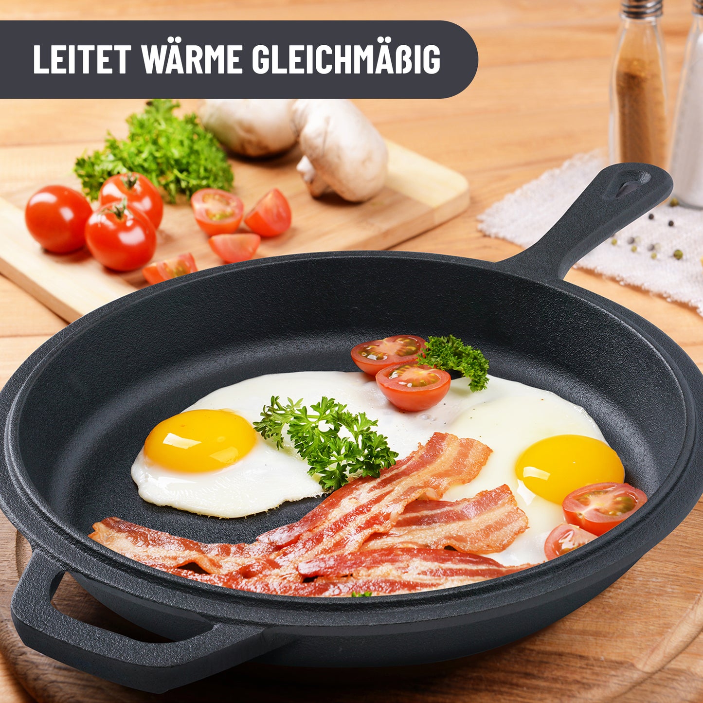 Dutch Oven + Gusseisen Pfanne inkl. Griffüberzug + E-Book mit 50 Rezepten