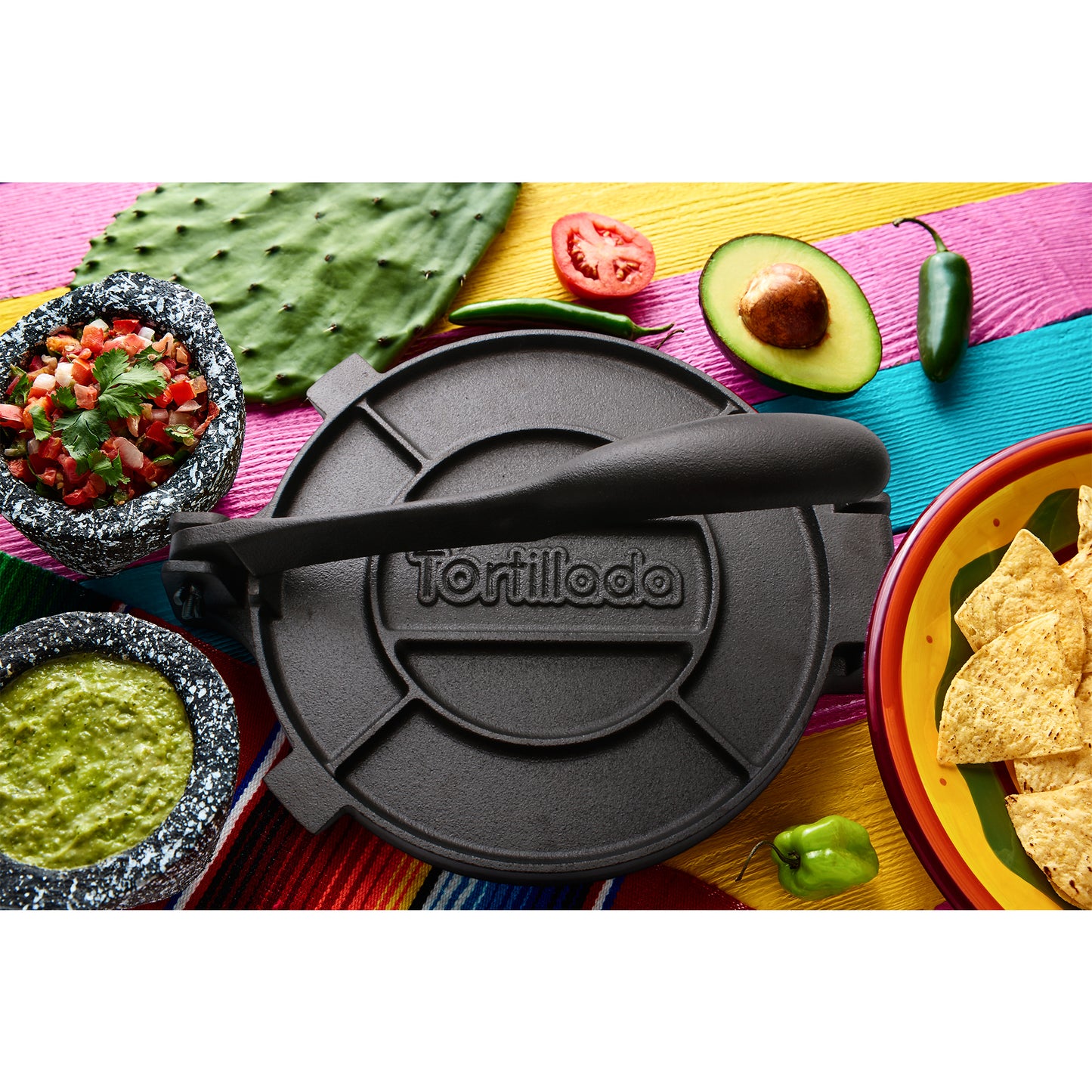 Tortilla Presse/Quesadilla/Roti Maker aus Gusseisen mit Rezepten