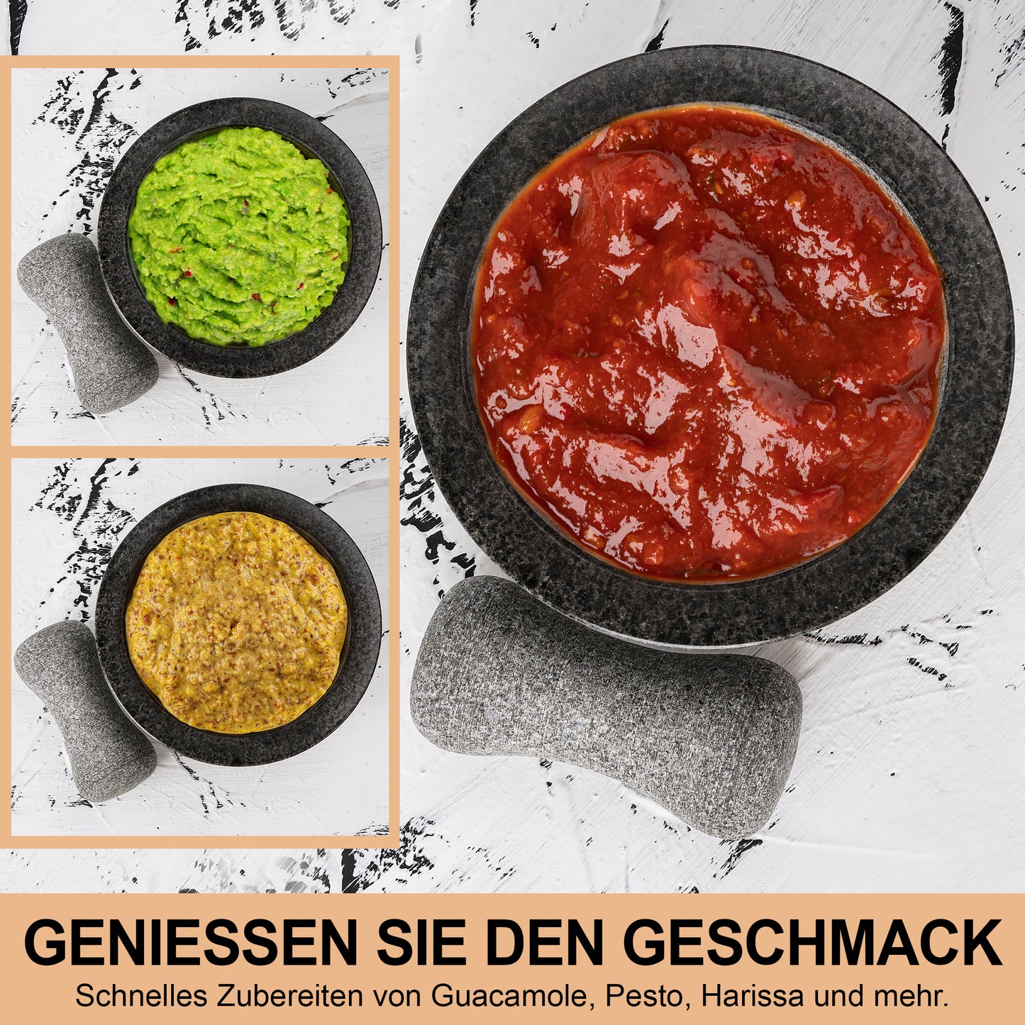 Mörser mit Stößel Set aus Holz