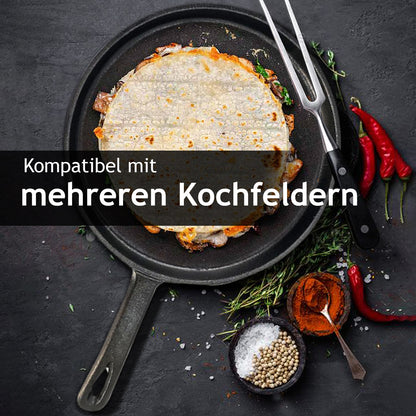 26cm Tortillapfanne aus Gusseisen inkl. Silikon Griff und Rezeptbuch