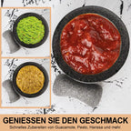 Mörser mit Stößel aus Granit – Molcajete Set mit Holzbasis