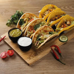 Taco Halter Set – mit Holzbrett & Dipschalen