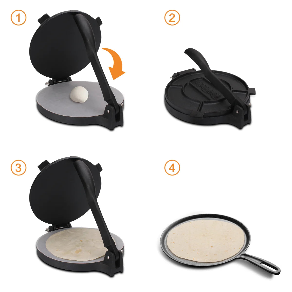 Tortilla Presse Set – inkl. 100x Backpapier