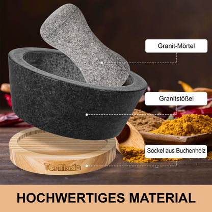 Mörser mit Stößel Set aus Holz