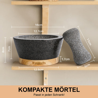 Mörser mit Stößel Set aus Holz