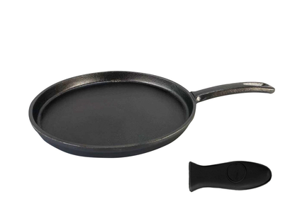 26cm Tortillapfanne aus Gusseisen inkl. Silikon Griff und Rezeptbuch